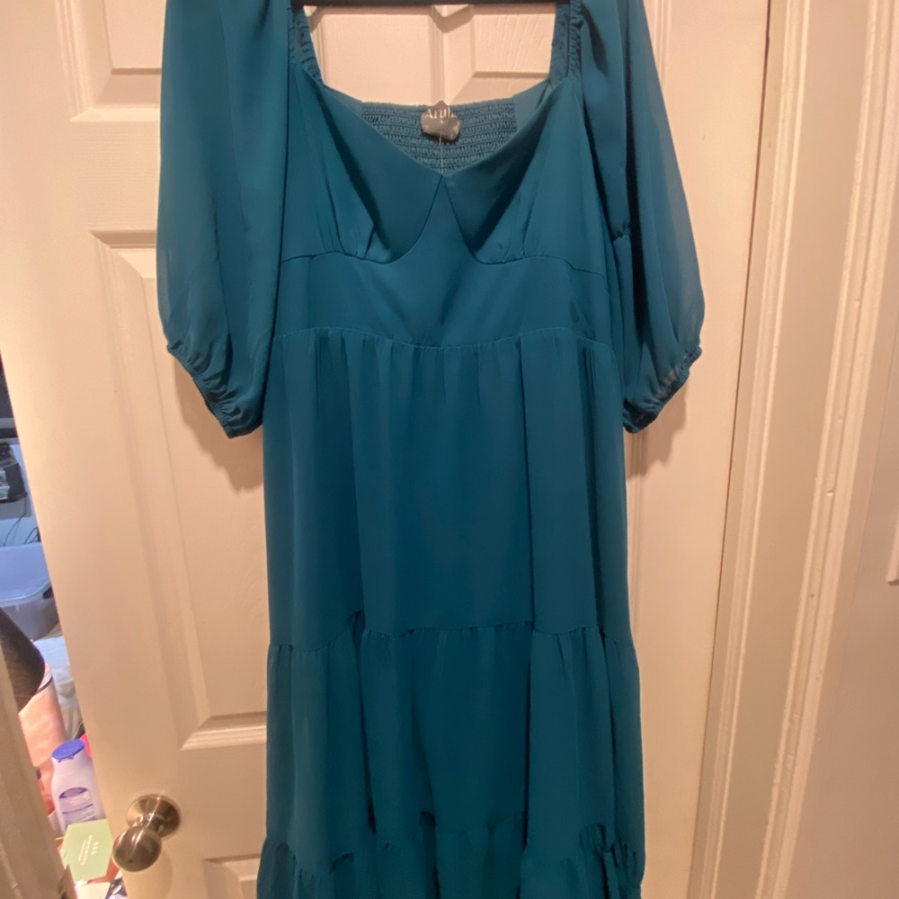 ARULA Blue Ruffled Tiered Sundress